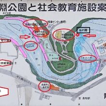 多摩川が大きく蛇行している地形を示す釜の淵公園のMap