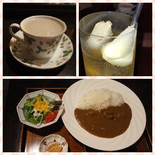 カレーもコクがあり美味しい。レモンスカッシュも美味です。