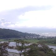 富士川の先に富士山が見えた