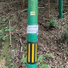 マムシに注意の張り紙