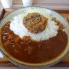 カレーライスの上に身厚なしいたけのカツ