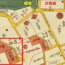 国会図書館に保存されている江戸切絵図です。陽泉寺が載っている