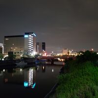 天空橋駅付近から。左手の高層ビルがホテルです