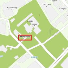 氷川神社内の浅野土佐守邸の跡に関する地図です。参考資料です。