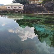 栗野駅すぐ裏手に、コンコンと湧き出る清水