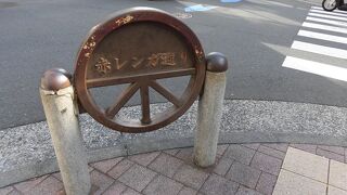 通り名標識も汽車の車輪のような形