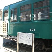 かつての玉川線の列車が保存されていてレトロ感満点