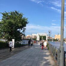 港を渡る遊歩道