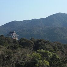 屋上からは中村城跡が見渡せる