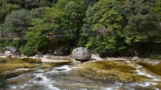 板を敷き詰めたような川を歩きたくなる「鳳来峡」