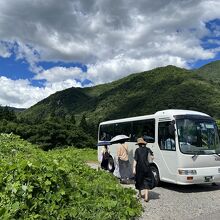 展望台バス乗り場で