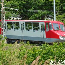 登山道から撮影したケーブルカー