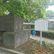 平川門橋近くの歩道の植え込みにあります