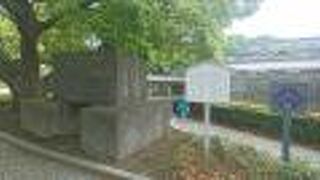 平川門橋近くの歩道の植え込みにあります