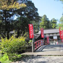 池に橋がかかっています