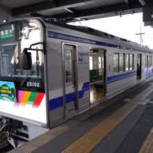 松本駅始発の電車で新島々行きに乗車