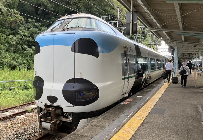 パンダがいっぱいの駅