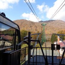 ゴンドラに乗り山頂を目指します、途中は紅葉が綺麗みたいでした