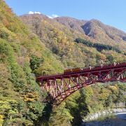 鉄橋を渡るトロッコ電車が見られました