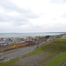 展望台からの景色。厚岸の駅などが見れます。