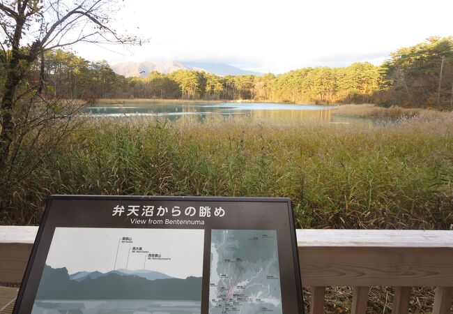 五色沼では毘沙門沼の次に大きな沼で、西吾妻山を背景にした素晴らしい景観があります。