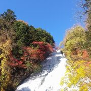 湯ノ湖の紅葉が終わっていても、湯滝付近はまだ楽しめます