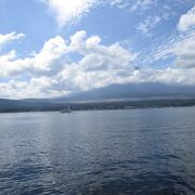 湖越し富士山を眺められます。