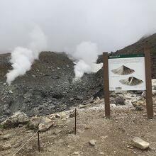 噴気孔を近くで見れる場所