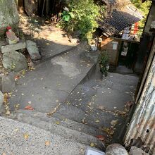 天寧寺三重塔あたりに、猫の細道への道しるべ。