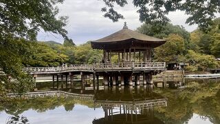 池に映る浮見堂が美しい