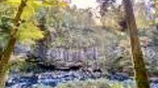 渓谷沿いに柱状節理が見られる穴場的遊歩道