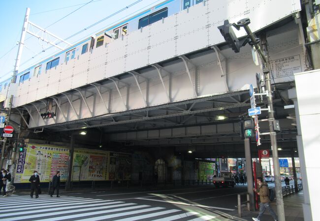 アメ横商店街の御徒町駅側入口に架かっています