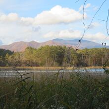 展望デッキからだと弁天沼がよく見えます。後方は吾妻山でしす。