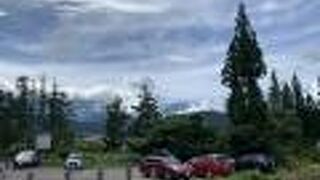 北アルプスを背景に吊り橋の写真を撮るのが定番…ですが曇ってました