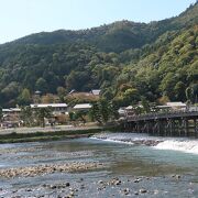 桂川の中州にある公園