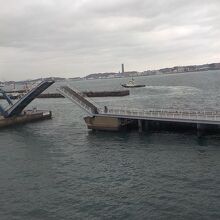 三階から見るブルーウィングもじと関門海峡