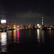 清洲橋から見る隅田川北側の夜景