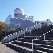 実際に富士山頂にあった測候所のレーダードームが移設されている