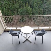 鳩ノ巣渓谷を望むテラスも部屋に完備。冬は寒いですが。