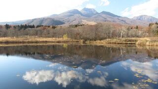 晩秋のいもり池と妙高山