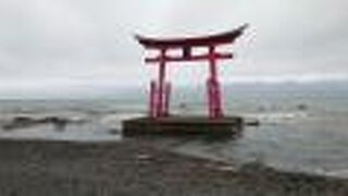 海の中に鳥居があります