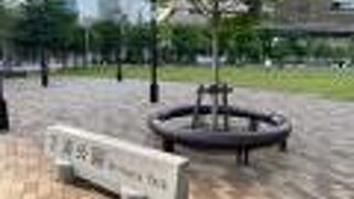 芝生が一面に張られた公園