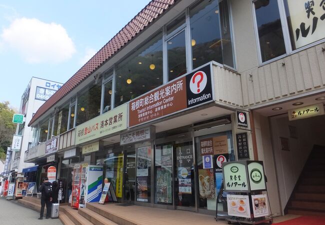 箱根湯本駅を出て歩道橋渡ったところです。バス乗り場の近くです。