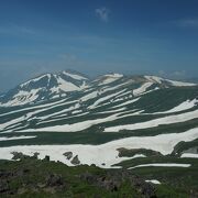 ゼブラ模様の大雪山を眺められる絶景の山