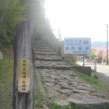 登り口の様子。いきなり石畳道がお出迎え～。