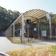 蒸気機関車などが展示されている