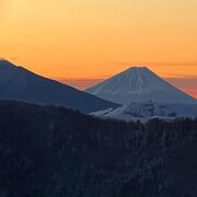 冬の美ヶ原高原、遠くに見える富士山の姿が見事でした