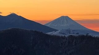 冬の美ヶ原高原、遠くに見える富士山の姿が見事でした