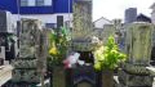 お墓には生花が手向けられていて