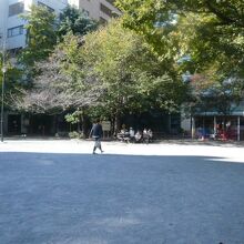 堀留児童公園内には、ベンチが多いのですが、利用する人も多い。